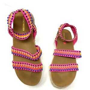 STEVE MADDEN KIMMIE FLATFORM ESPADRILLE SANDALS ELASTIC STRAP (RUNS BIG) SIZE 5